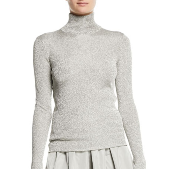 silver turtleneck sweater